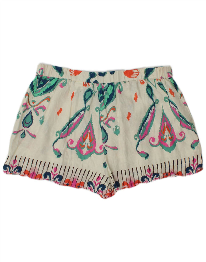 Zara Damen Hotpants 2XL W38 Weiß Ikat Leinen