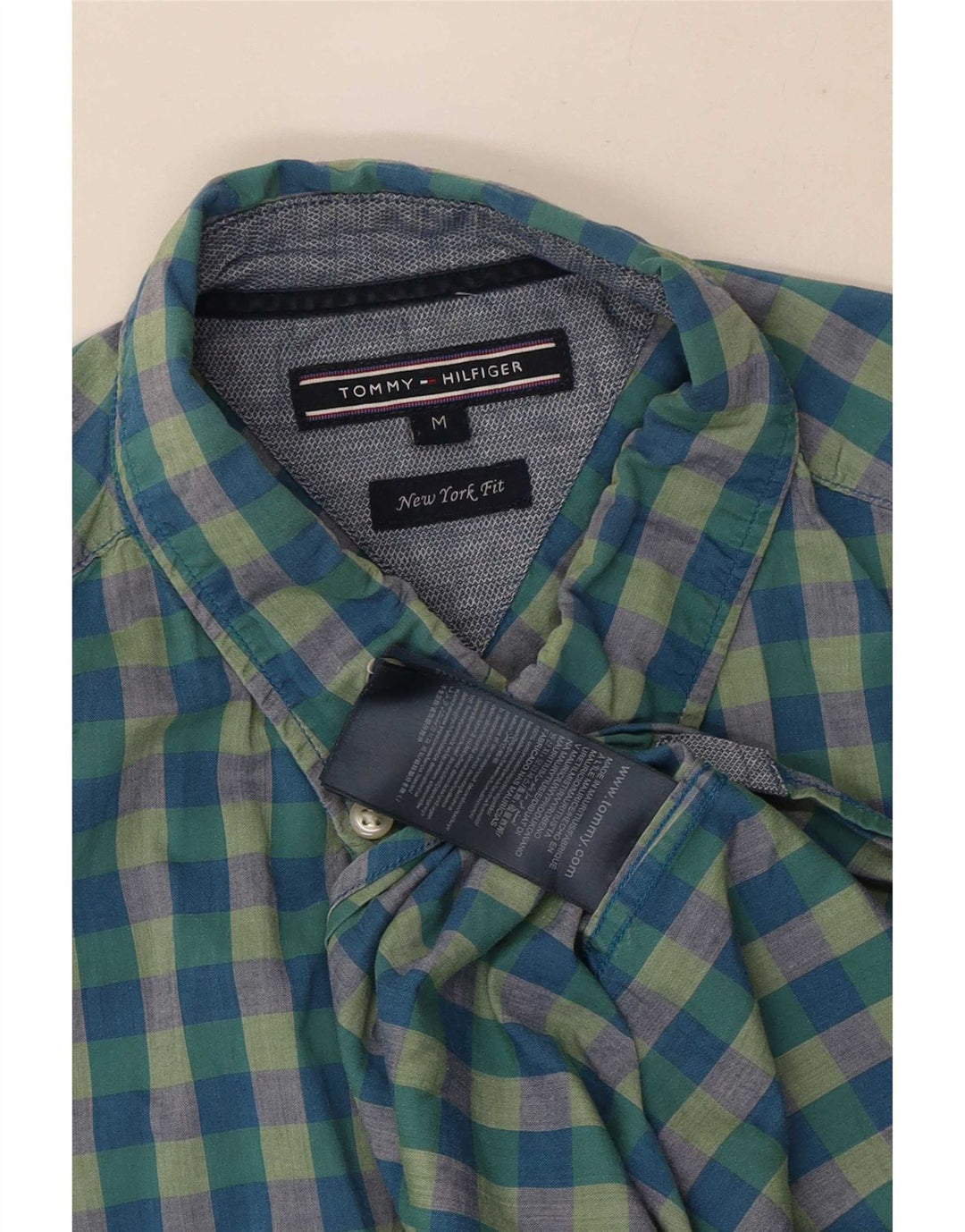 Tommy Hilfiger Herren New York Fit Hemd aus mittelblauer Gingham-Baumwolle