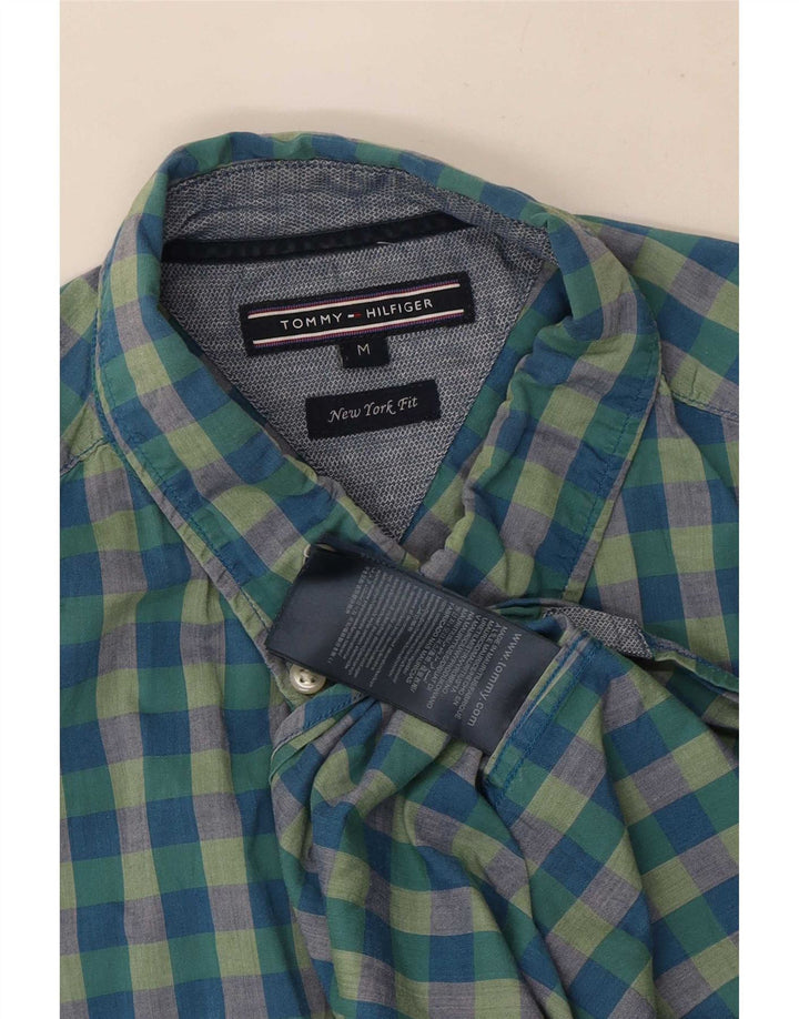 Tommy Hilfiger Herren New York Fit Hemd aus mittelblauer Gingham-Baumwolle