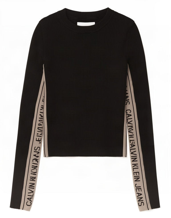 Calvin Klein Jeans Damen Graphic Top Langarm UK 10 Small Schwarz