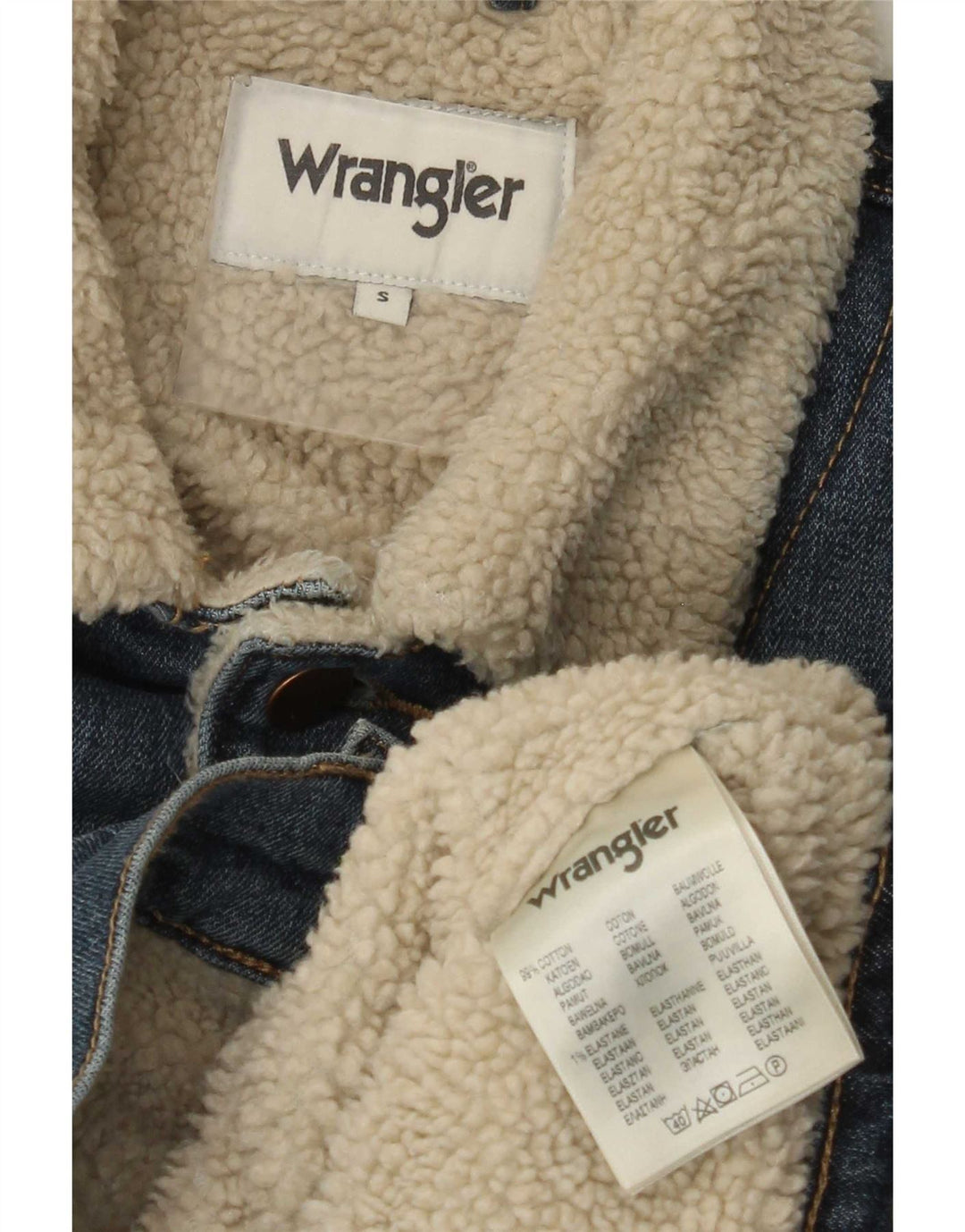 Wrangler Herren Denim Sherpa Jacke UK 36 Small Blau Baumwolle