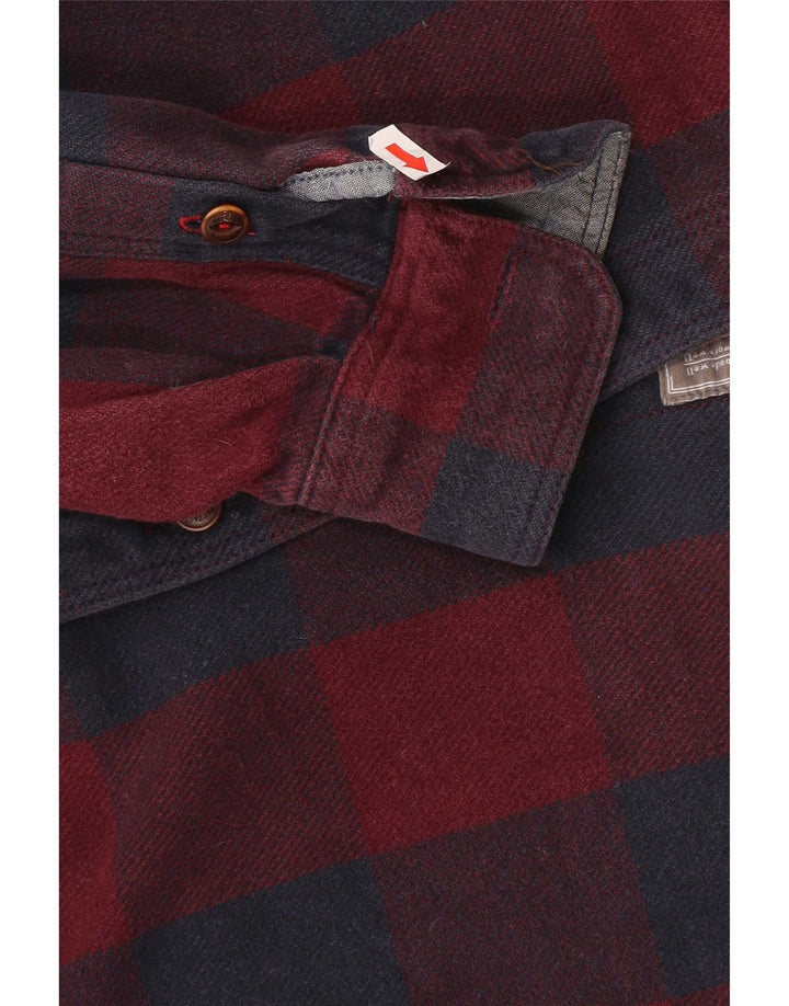 Fat Face Herren-Flanellhemd mit klassischer Passform, klein, rot kariert, Baumwolle