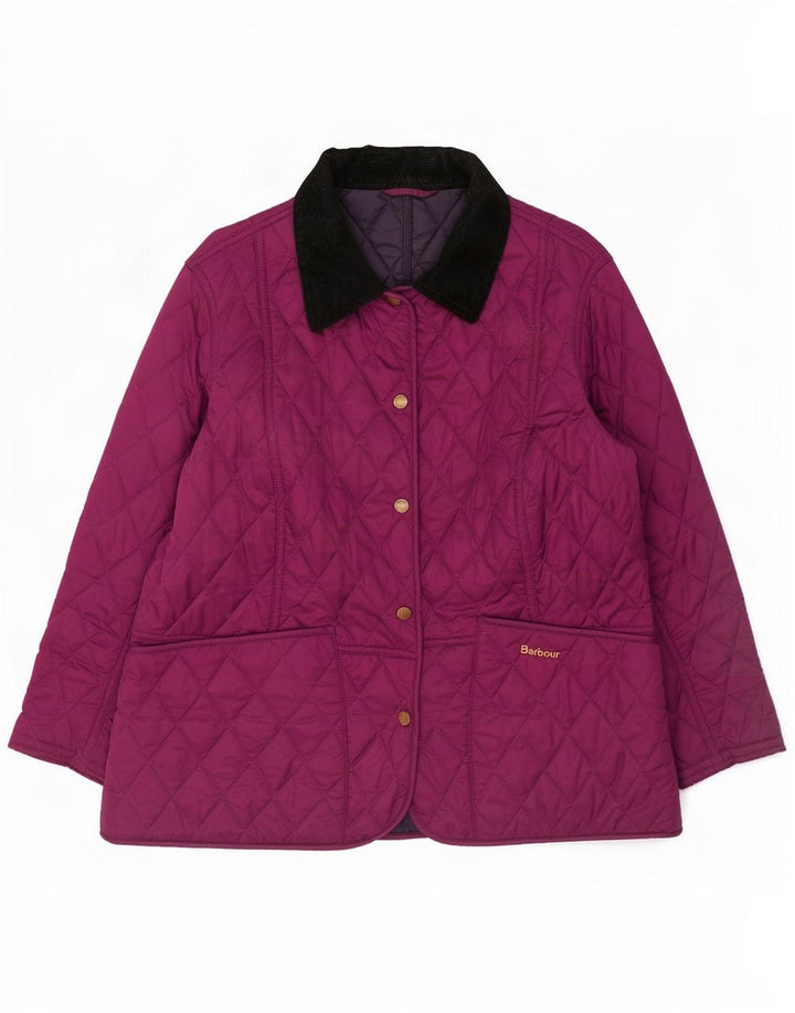 Barbour Damen Steppjacke UK 16 Large Lila Colourblock Polyamid
