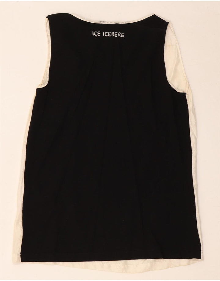 ICEBERG Grafik-Blusenoberteil für Damen, UK 8, Small, gebrochenes Weiß, Farbblock