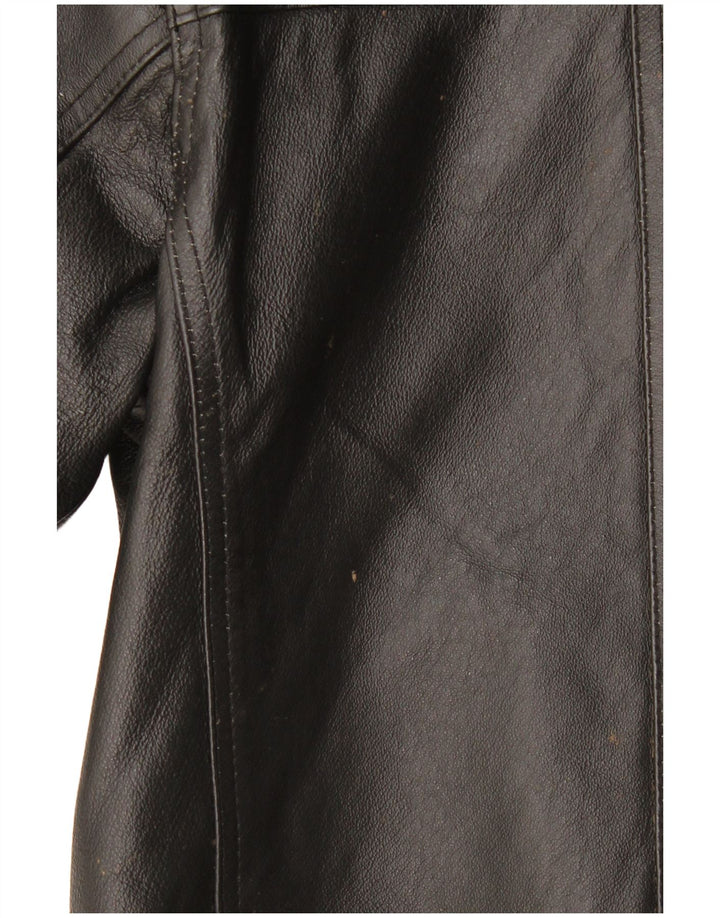 Ben Sherman Jungen-Lederjacke, 9–10 Jahre, kleines schwarzes Leder