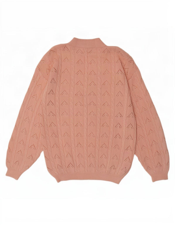 Vintage Damen V-Ausschnitt Pullover Pullover UK 14 Groß Rosa