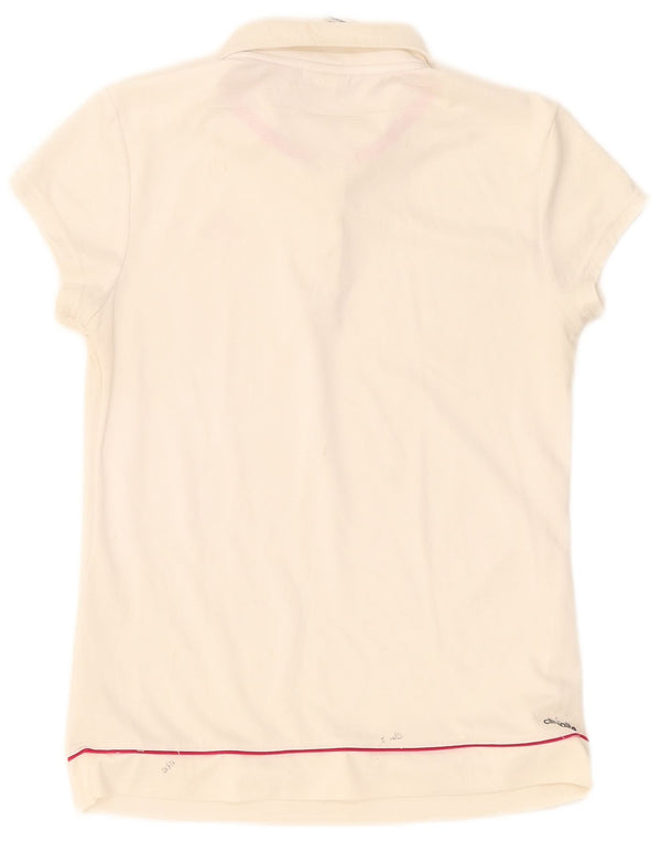 Adidas Damen Climalite Poloshirt UK 8/10 Small Weiß Polyester