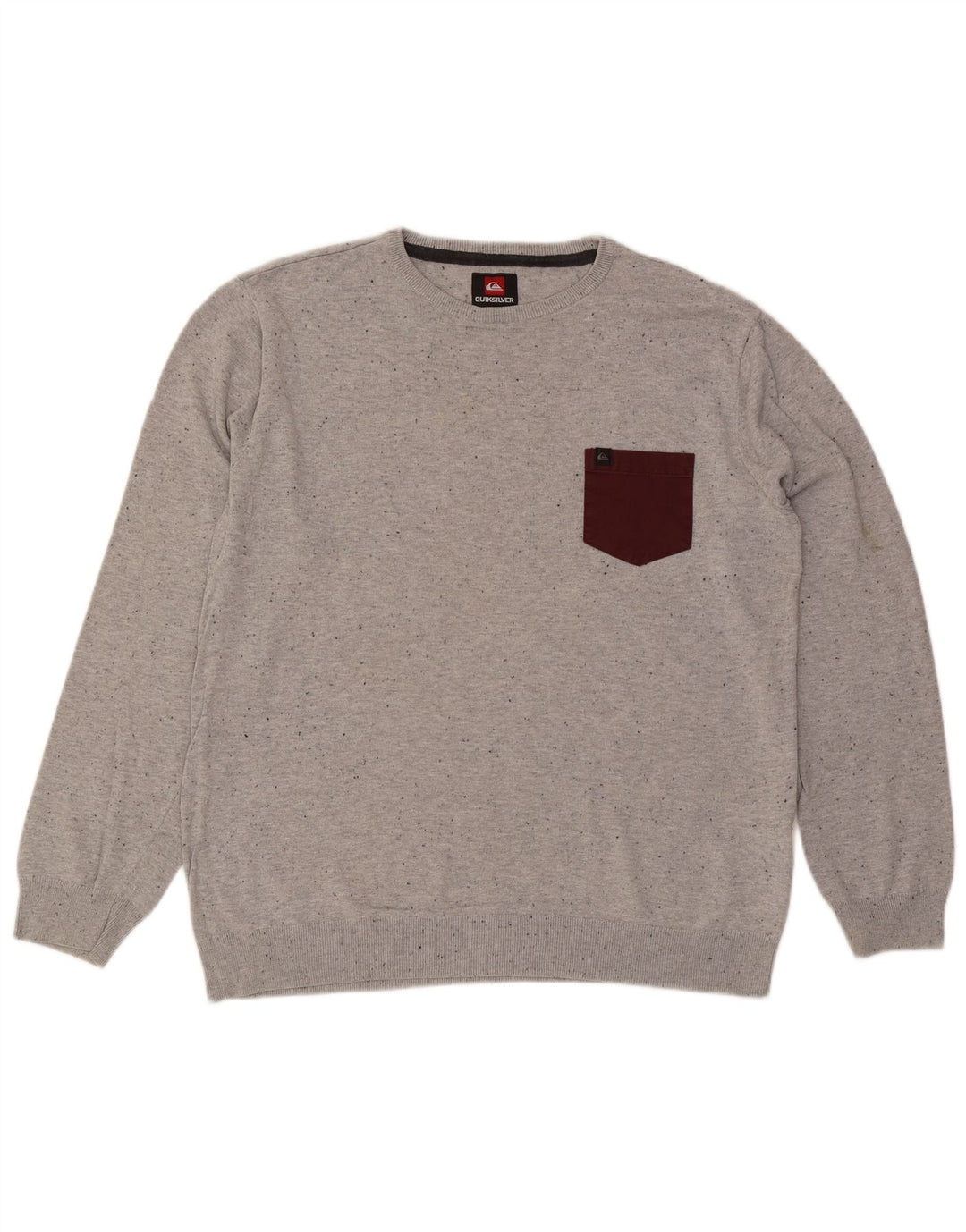 Quiksilver Herren-Pullover mit Rundhalsausschnitt, XL, graue Baumwolle