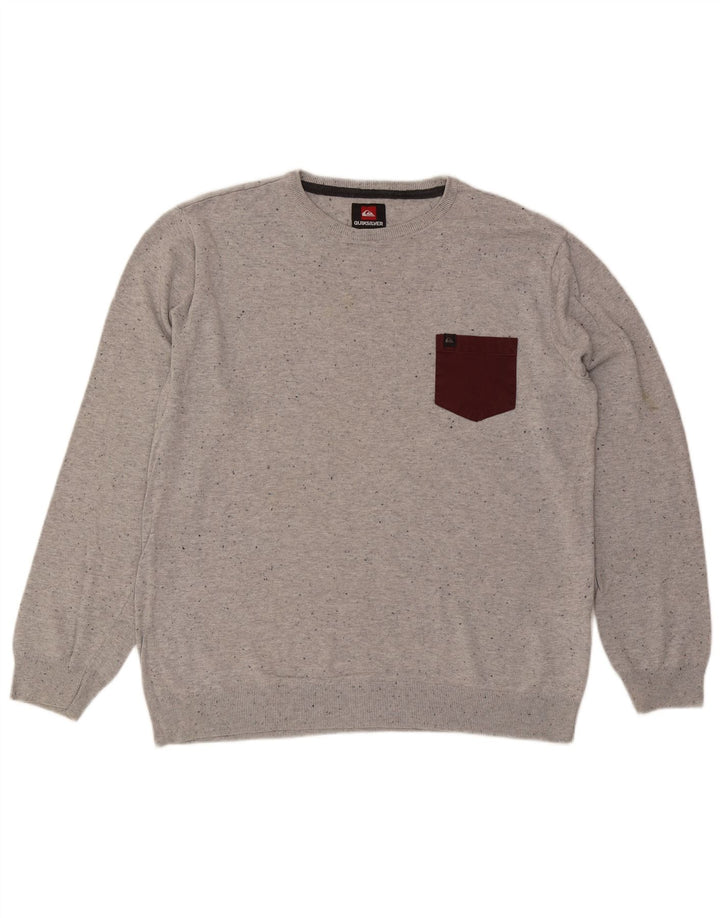 Quiksilver Herren-Pullover mit Rundhalsausschnitt, XL, graue Baumwolle