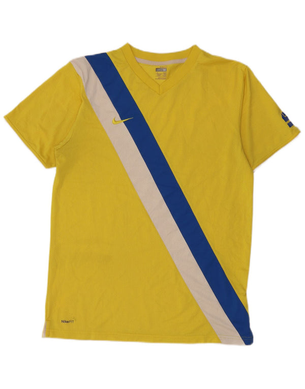 Nike Mens Graphic T-Shirt Top UK 39/41 Medium Yellow Colourblock Polyester