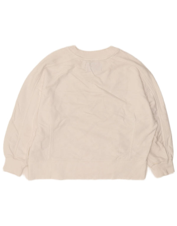 Calvin Klein Jeans Damen-Sweatshirt mit 3/4-Ärmeln, UK 10, Größe S, Weiß