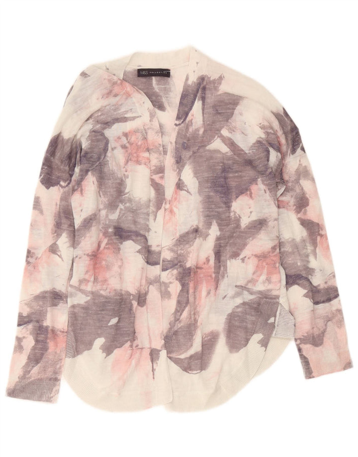 Marks & Spencer Damen-Cardigan mit abstraktem Muster, Gr. 14, Mittelrosa