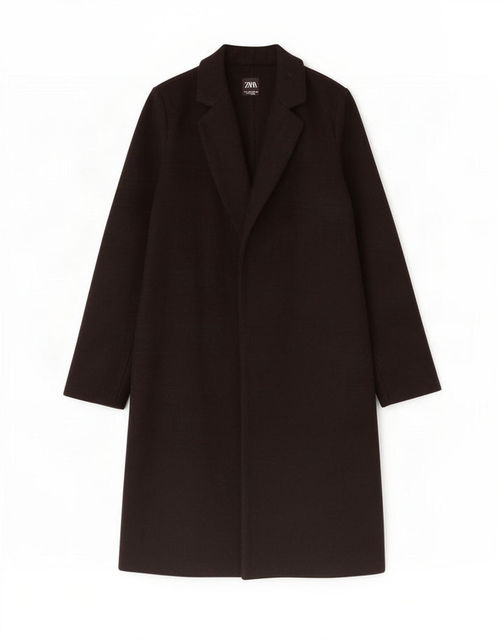 Zara Womens Open Overcoat UK 10 Small Schwarz Polyester