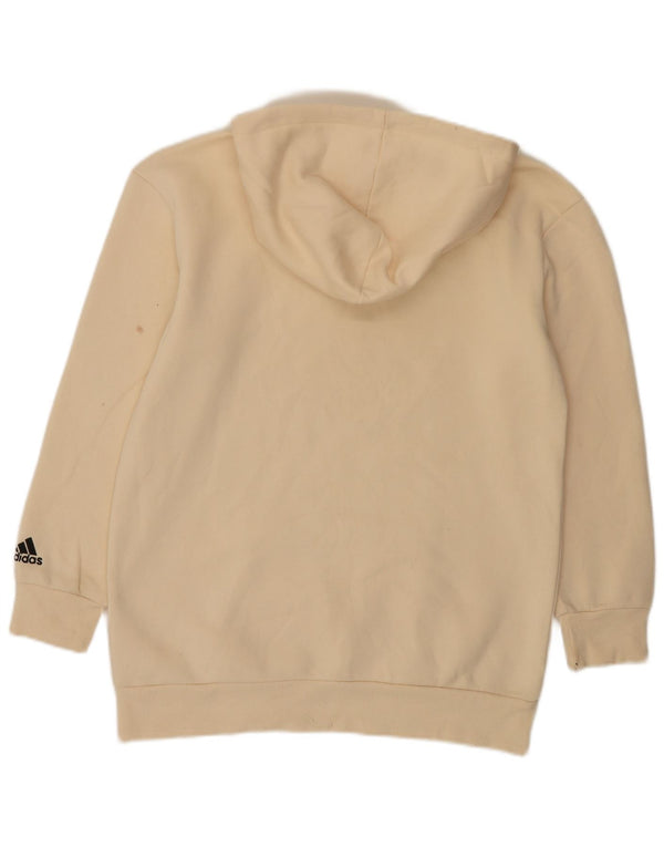 Adidas Womens Graphic Oversized Hoodie Pullover UK 4/6 XS Beige Baumwolle