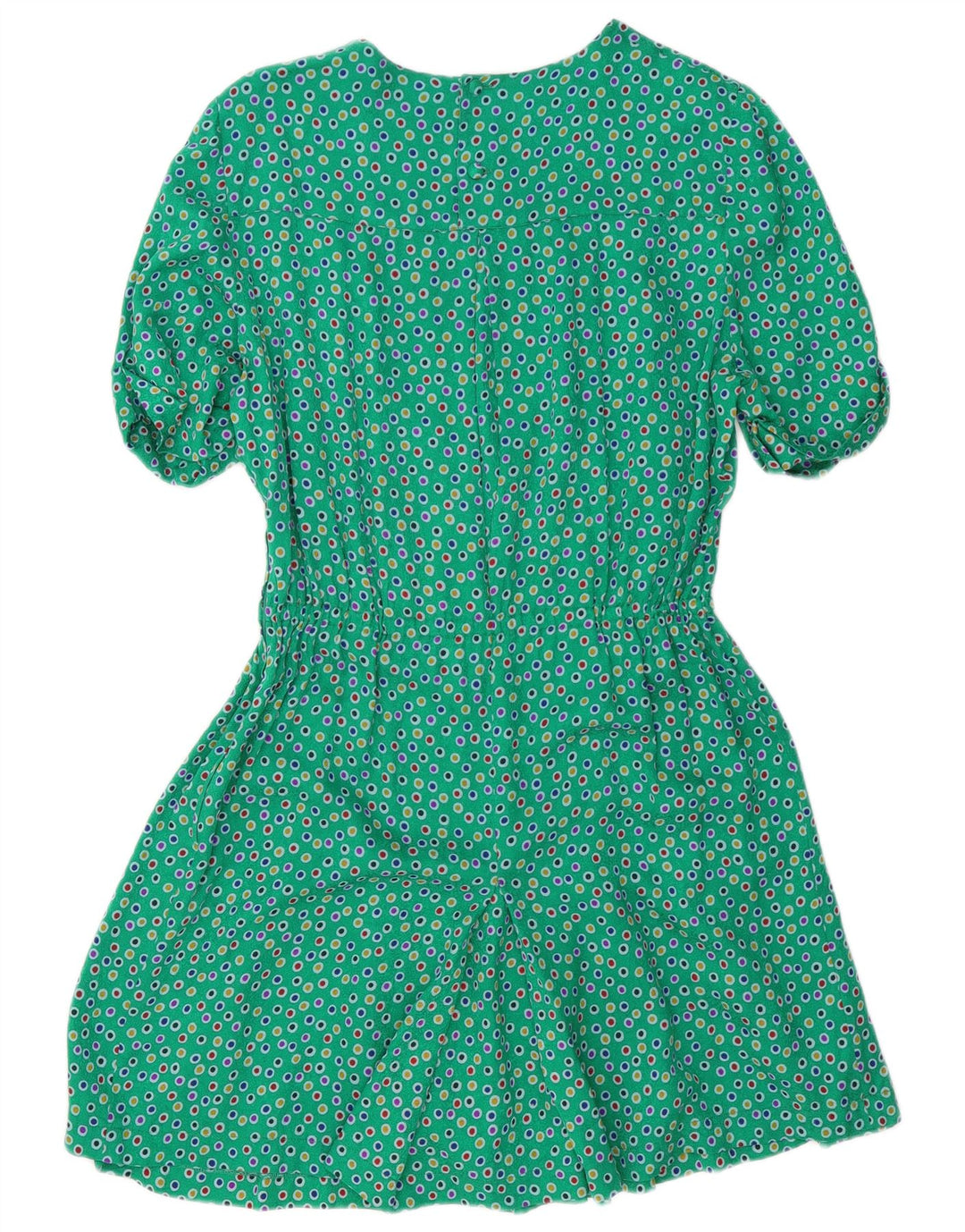 Vintage Damen A-Linie Kleid UK 12 Mittelgrün gefleckt