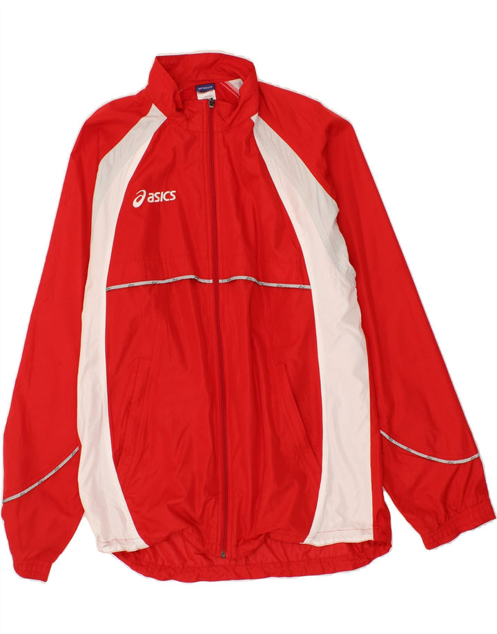 ASICS Mens Tracksuit Top Jacket XL Red Colourblock Microfibers Vintage Asics and Second-Hand Asics from Messina Hembry 