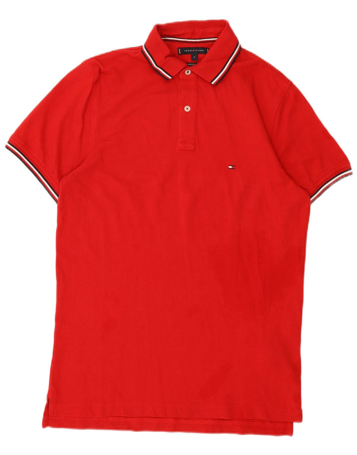TOMMY HILFIGER Mens Slim Fit Polo Shirt Medium Red Cotton