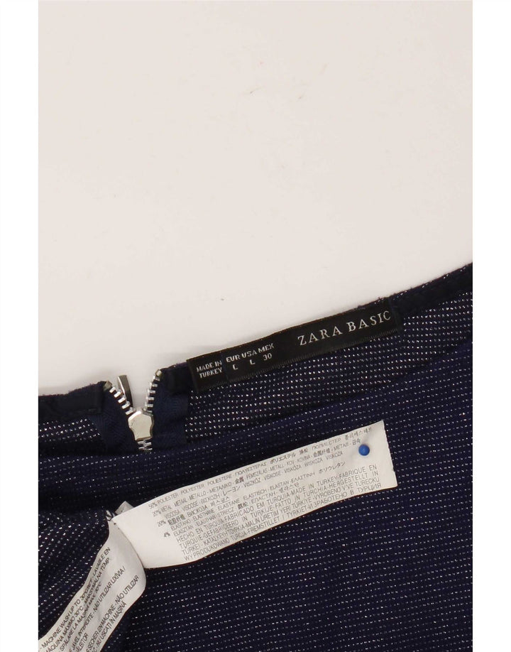 Zara Damen-Top, 3/4-Ärmel, UK-Größe 44, Größe L, Marineblau, Polyester