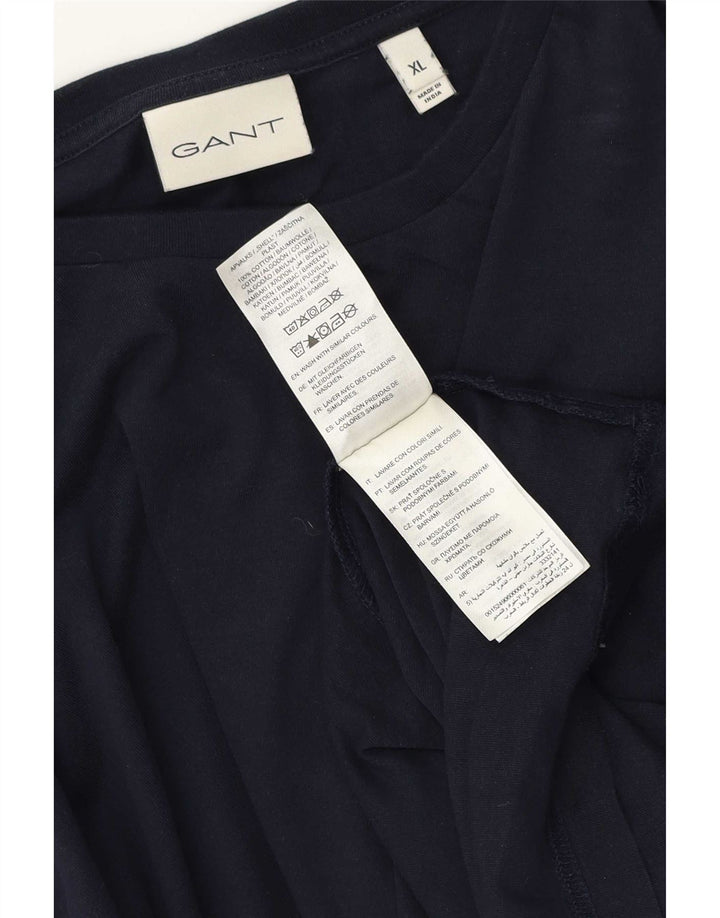 Gant Herren-Top, langärmelig, XL, Marineblau, Baumwolle