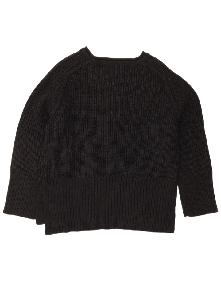 ZARA Womens Oversized Crew Neck Jumper Sweater UK 10 Small Black Acrylic