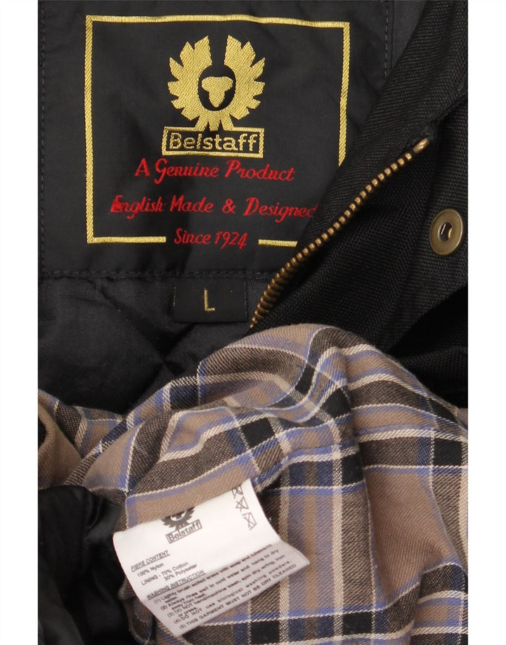 Belstaff Herren-Utility-Jacke UK 40 Large aus schwarzer Baumwolle