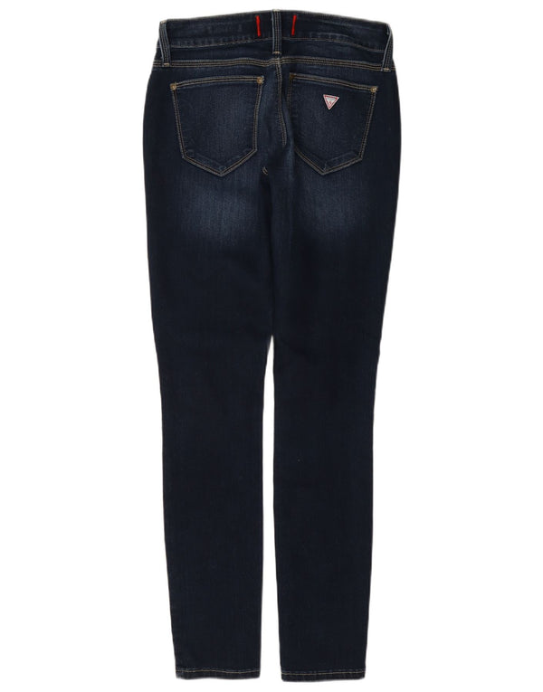 Guess Damen Slight Curve Mid Rise Skinny Jeans W27 L30 Marineblaue Baumwolle