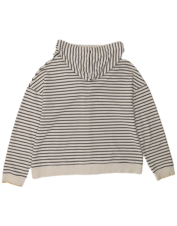 Joules Damen-Kapuzenpullover mit Reißverschluss, UK 14, groß, weiß gestreift, Baumwolle