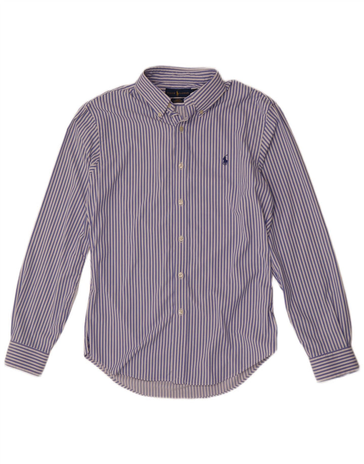 Ralph Lauren Slim-Fit-Hemd für Herren aus mittelblauem Nadelstreifen-Nylon