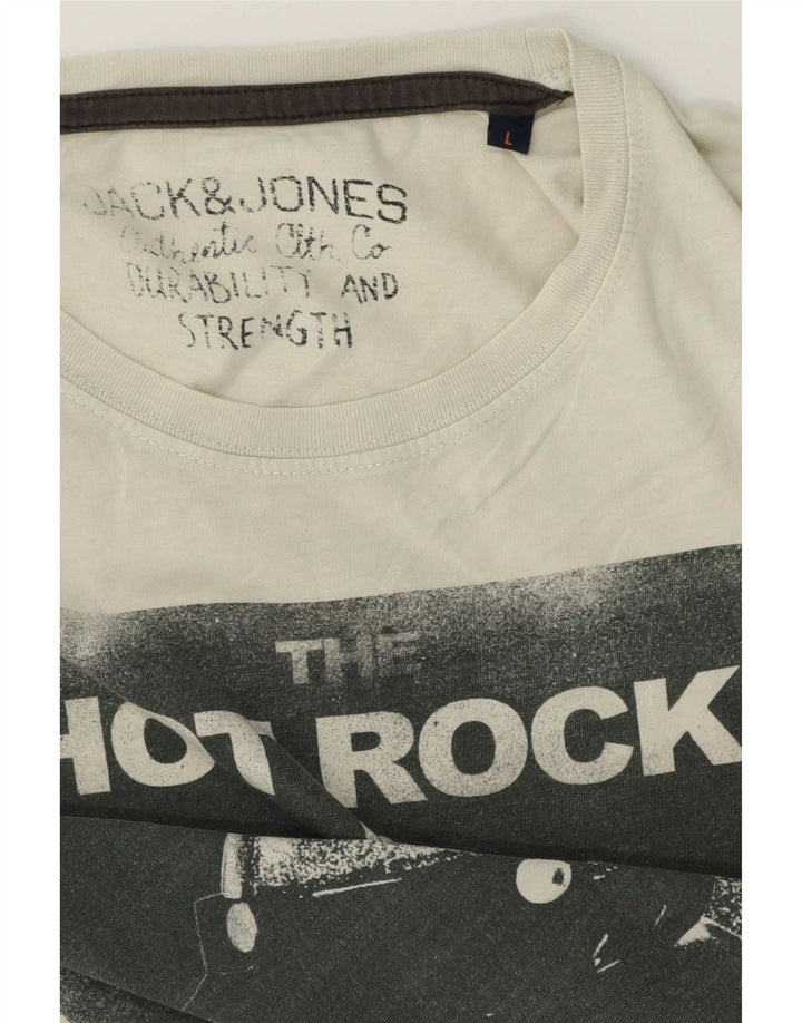 Jack & Jones Herren-T-Shirt mit Grafik, Größe L, Weiß