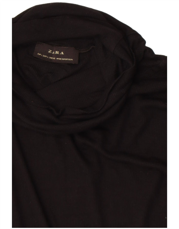 Zara Damen Top Langarm UK 16 Large Schwarz