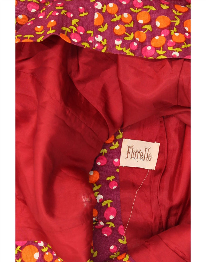 VINTAGE Womens 3 Button Short Sleeve Blazer Jacket UK 10 Small Red Floral Vintage Vintage and Second-Hand Vintage from Messina Hembry 