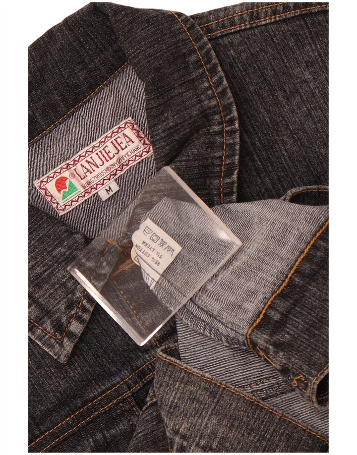 Vintage Damen Crop Jeansjacke UK 12 Mittelgraue Baumwolle