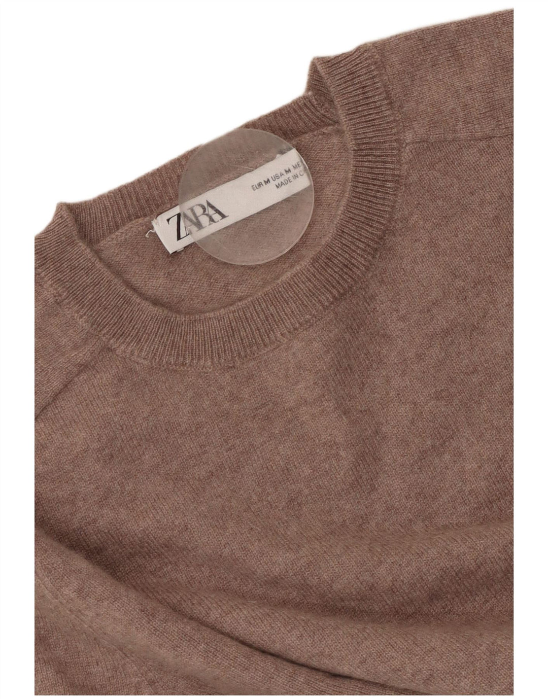 ZARA Damen-Pullover mit Rundhalsausschnitt, Gr. 12, Mittelbraun