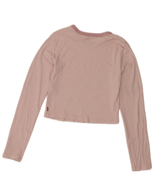Levi's Damen Crop Top Langarm UK 10 Small Rosa Baumwolle