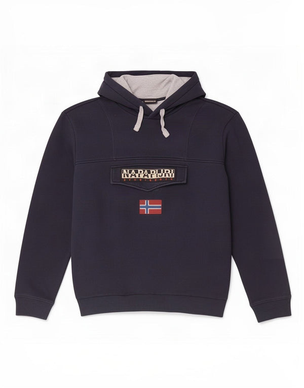 Napapijri Herren-Kapuzenpullover mit Grafik, 2XL, Marineblau, Baumwolle