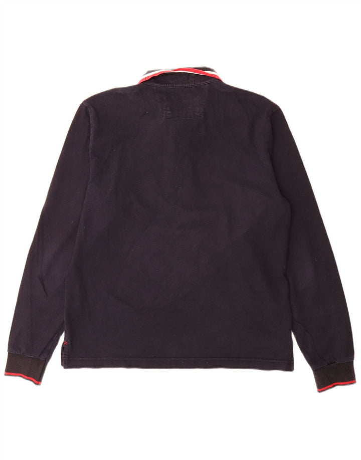 North Sails Herren-Langarm-Poloshirt, mittelmarineblaue Baumwolle