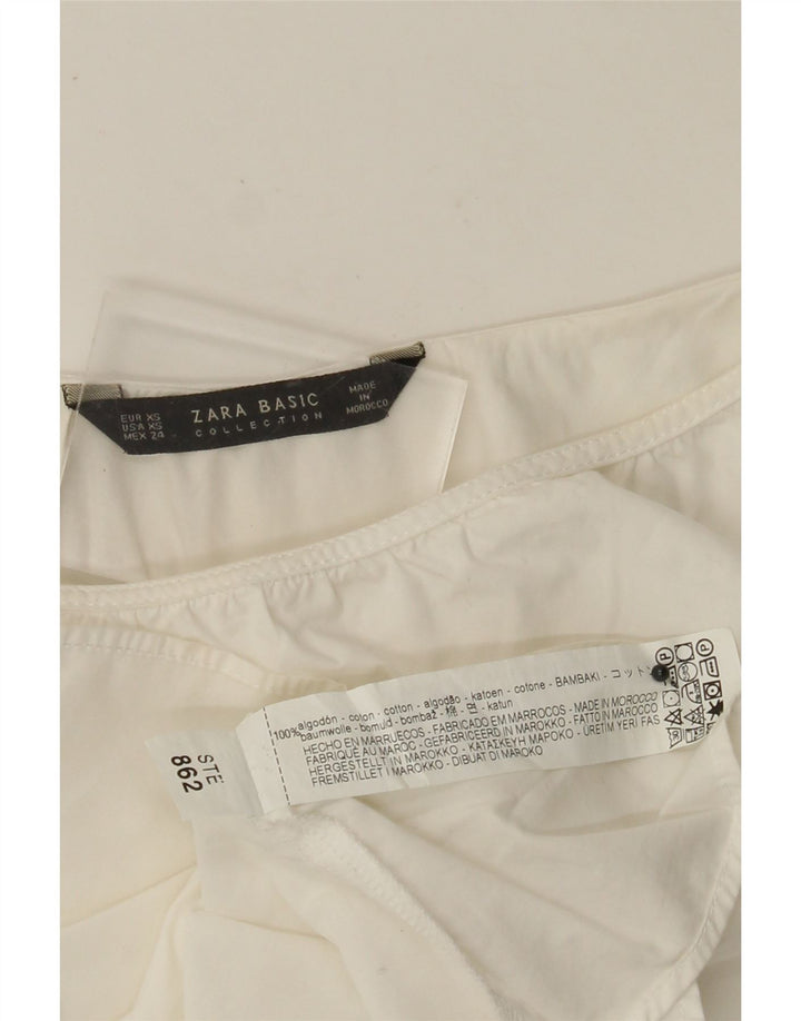 ZARA Womens Crop One Shoulder Top UK 6 XS White Cotton