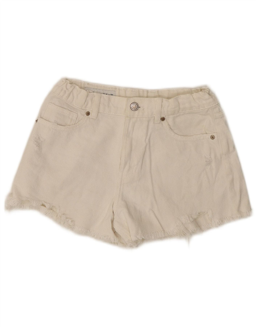 ZARA Jeansshorts im Used-Look für Mädchen, 13–14 Jahre, W26, gebrochenes Weiß