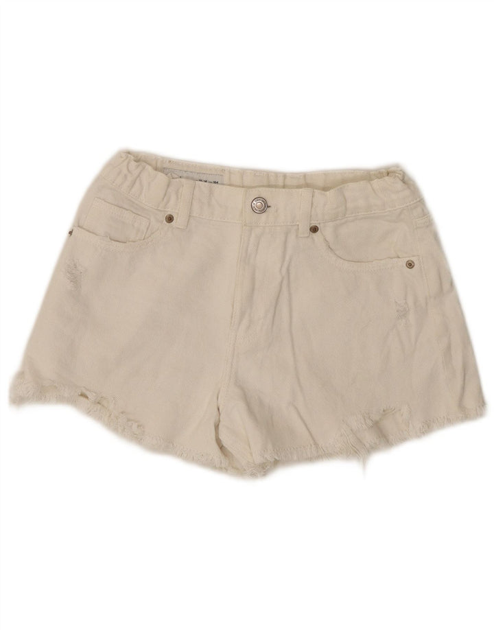 ZARA Jeansshorts im Used-Look für Mädchen, 13–14 Jahre, W26, gebrochenes Weiß