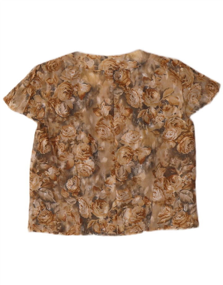 VINTAGE Damen Crop Bluse Top IT 42 Medium Beige Floral