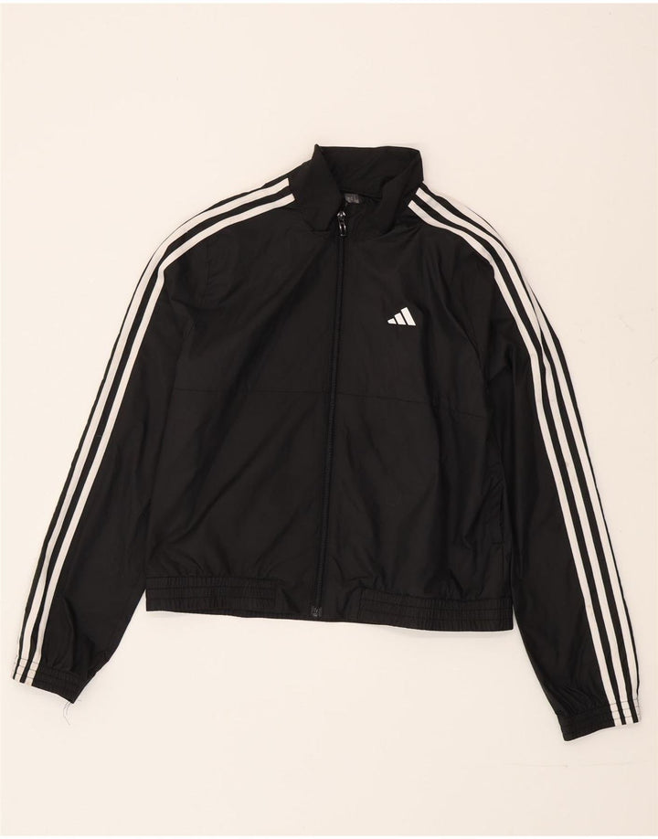 Adidas Mädchen-Trainingsanzug-Top-Jacke, 14–15 Jahre, schwarzes Polyester