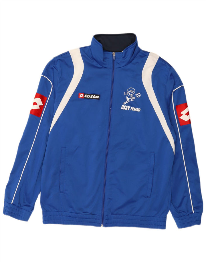 Lotto Herren-Trainingsanzug mit grafischem Oberteil, groß, blau, Farbblock-Polyester