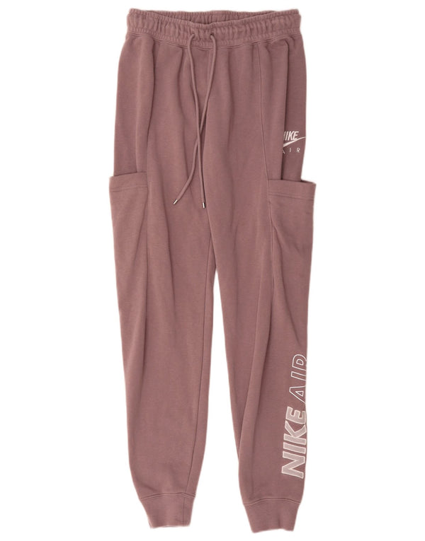 Nike Womens Graphic Tracksuit Trousers Joggers UK 4 XS Purple Cotton