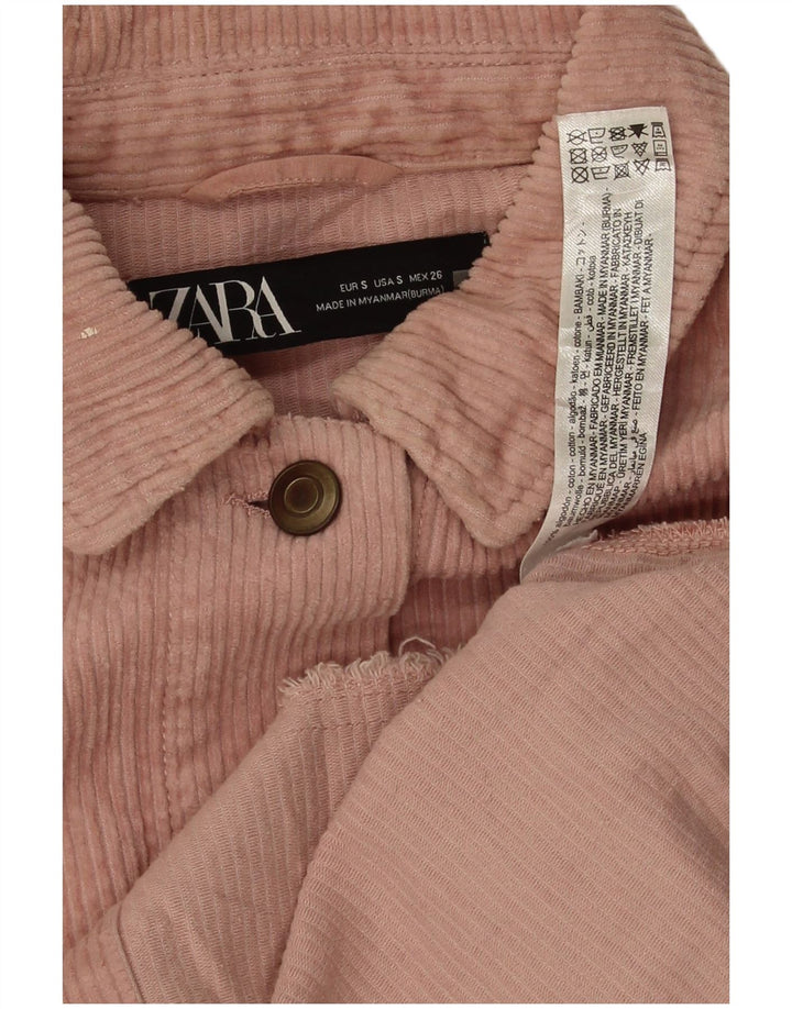 Zara Damen Übergroßes Cordhemd UK 10 Small Pink