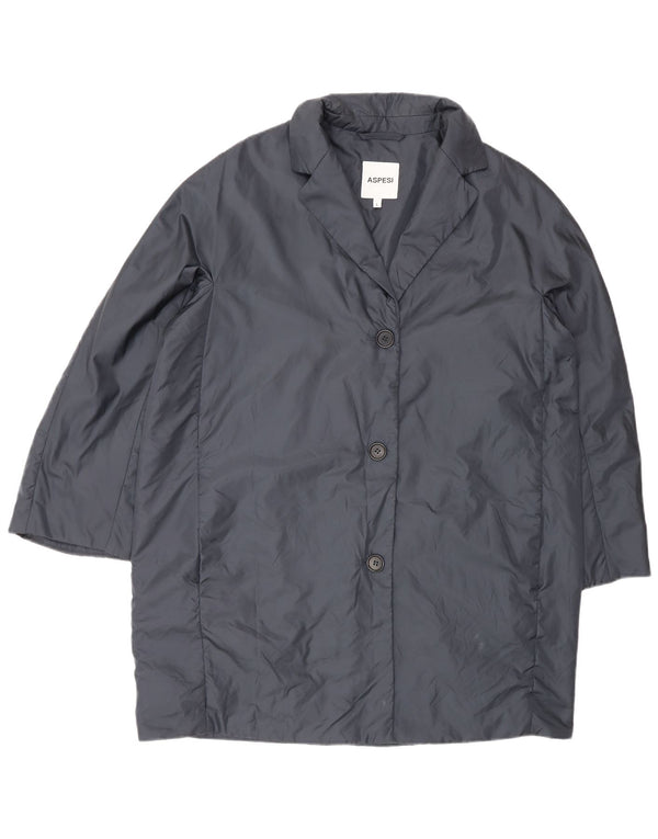 Aspesi Damen Loose Fit Wattierter Mantel UK 16 Large Blau Polyamid