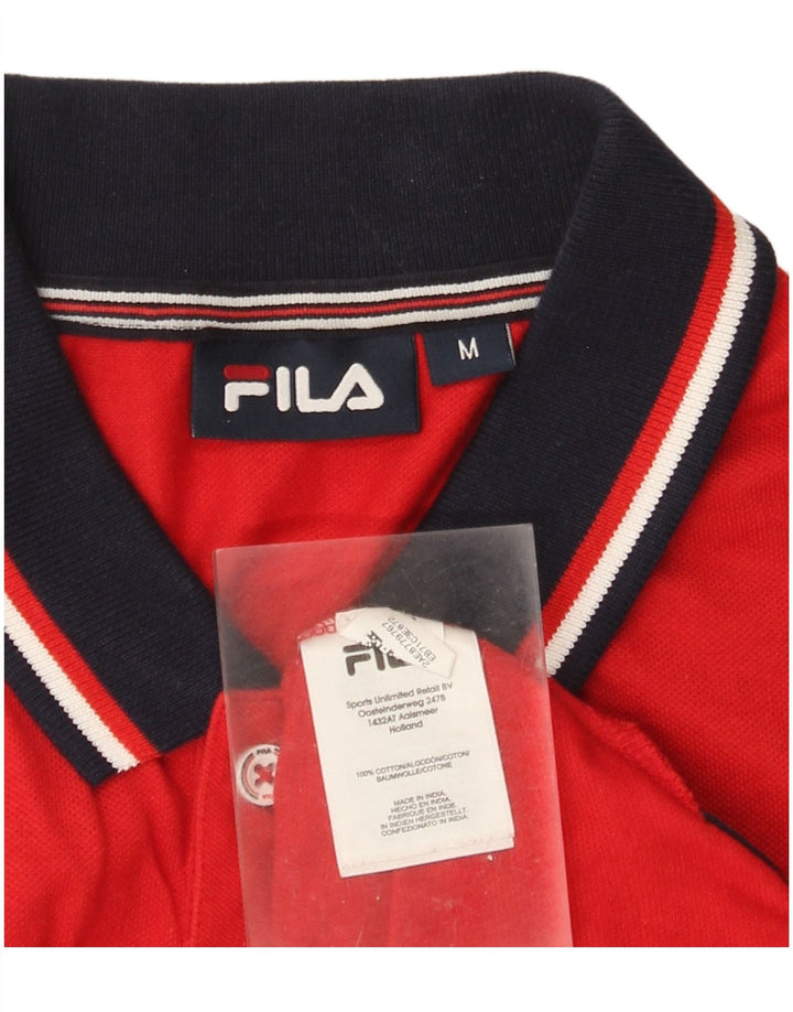 Fila Herren-Poloshirt aus mittelroter Colourblock-Baumwolle