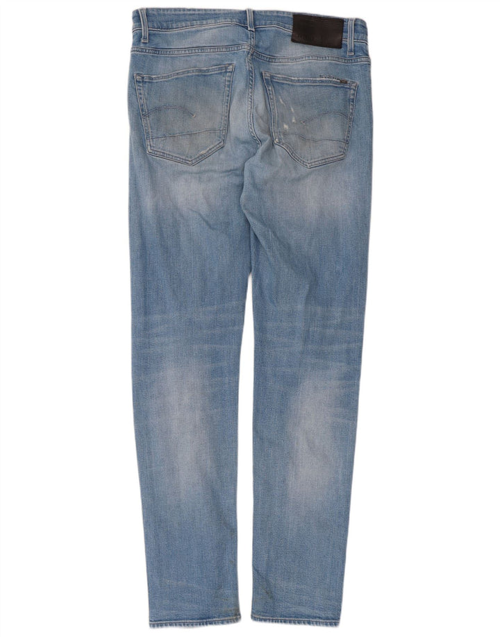 G-Star Herren 3301 Distressed Slim Jeans W34 L34 Blaue Baumwolle