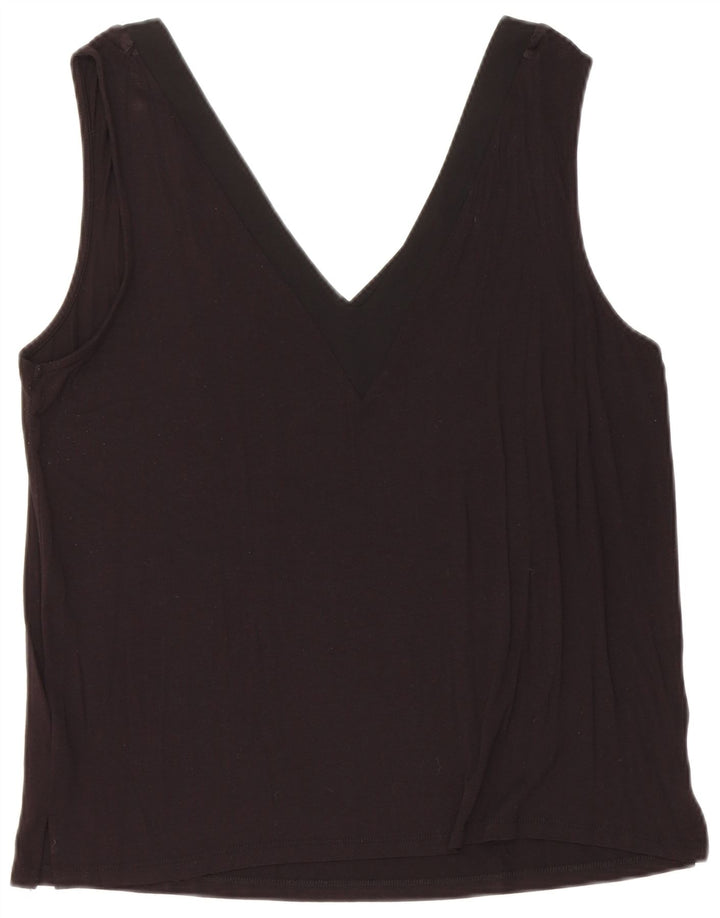 WAREHOUSE Damen Crop Vest Top UK 14 Mittelschwarze Viskose