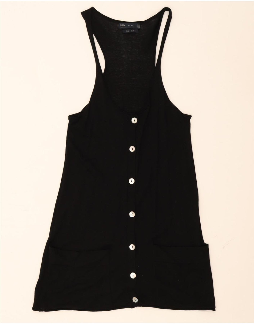 ZARA Womens Sleeveless A-Line Dress UK 12 Medium Black Silk Vintage Zara and Second-Hand Zara from Messina Hembry 