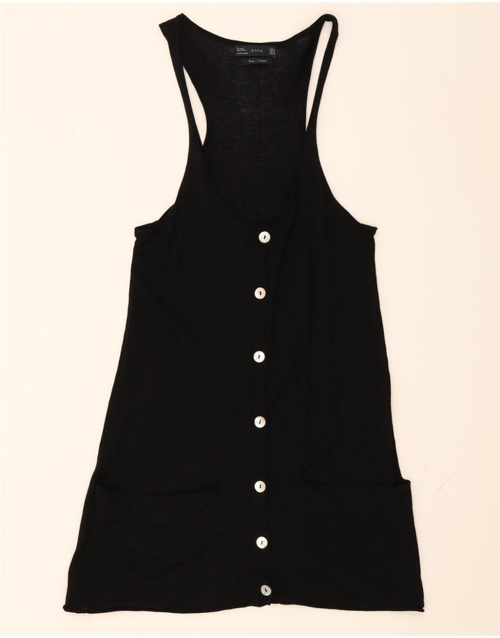 ZARA Womens Sleeveless A-Line Dress UK 12 Medium Black Silk Vintage Zara and Second-Hand Zara from Messina Hembry 